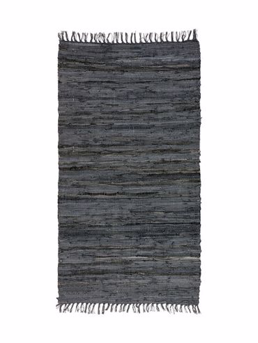ΠΕΡΣΙΚΑ Χαλί Δερμάτινο με Κρόσσια 'Leather Rugs Solid' 130227/02A Charcoal 70x130cm PRS030584